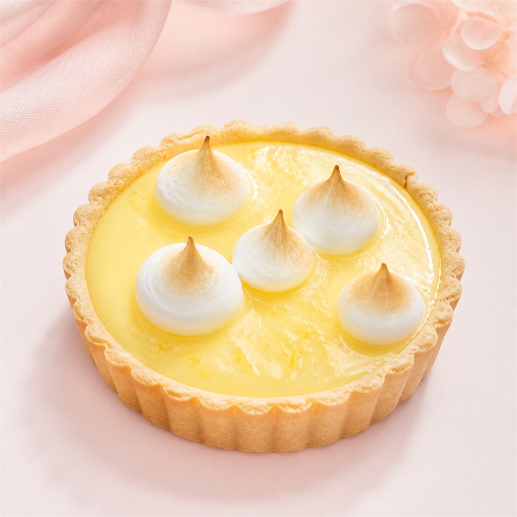 メレンゲを絞ったつややかなレモンタルト